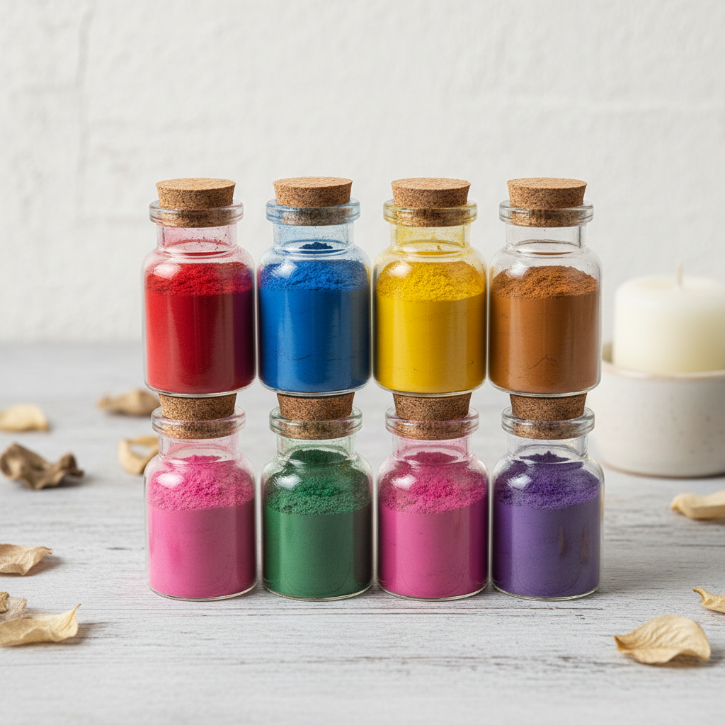 colorantes en polvo para velas rojo azul amarillo naranja café verde negro rosa morado 